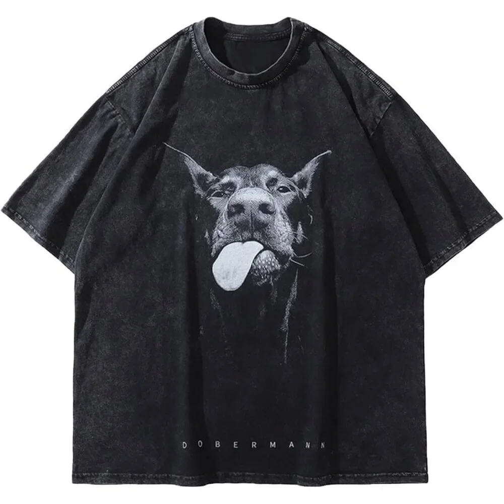 Unisex Cotton Oversized T-Shirt Short Sleeve Vintage Streetwear Casual Top